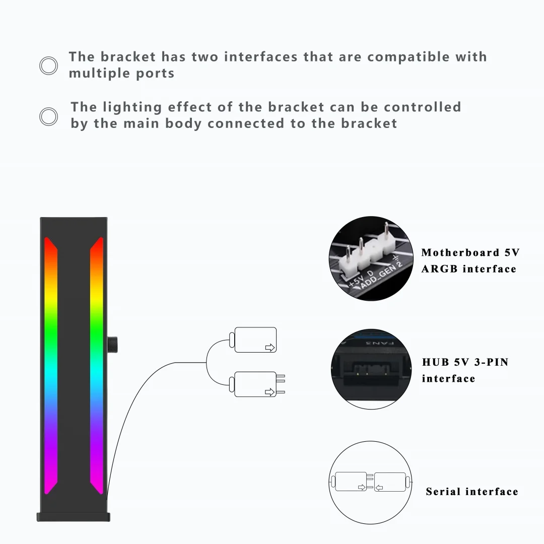 Support de carte graphique vertical en alliage d'aluminium, ARGB, interface 5V3PIN, bas avec aspiration magnétique, support GPU.