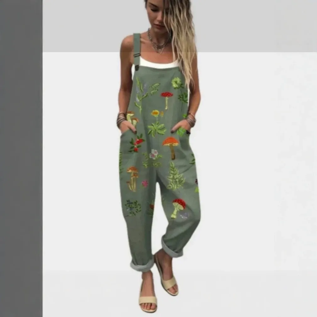 

Women's Summer Floral Print High Waist Wide Leg Romper Sleeveless Casual Overalls with Adjustable Strap Pink Floral Long