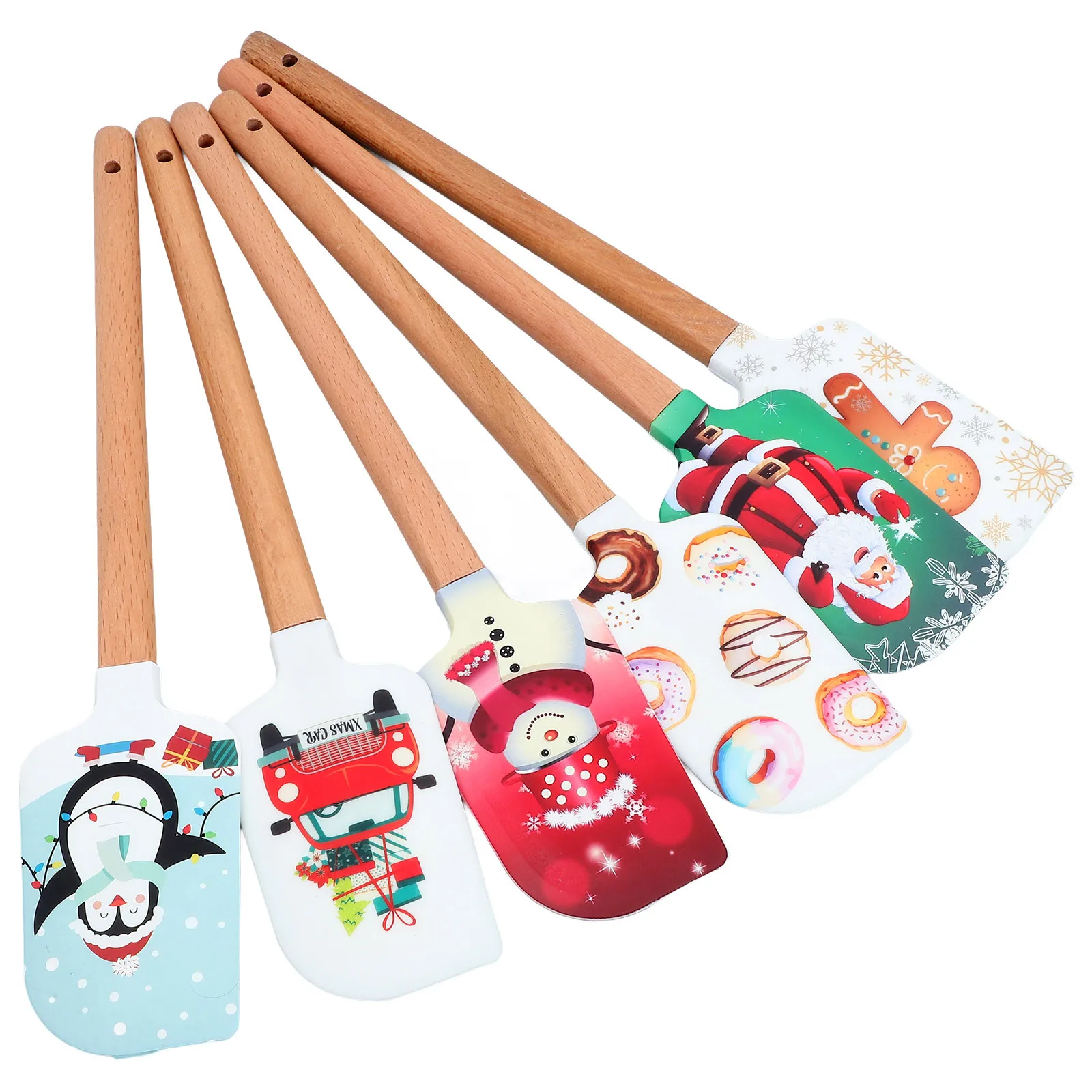 5 قطعة عيد الميلاد موضوع كعكة ملعقة سيليكون مكشطة أداة الخبز المعجنات زبدة مفرشة العملي الزخرفية سيليكون ملعقة #6