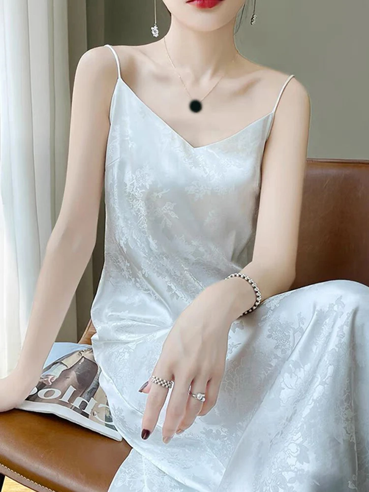 Ele Acetato Raso Damigella d'onore Dr Summer New Faion Dimagrante Lungo Ricamo floreale Abito senza spalline Coreano Sle Casual...