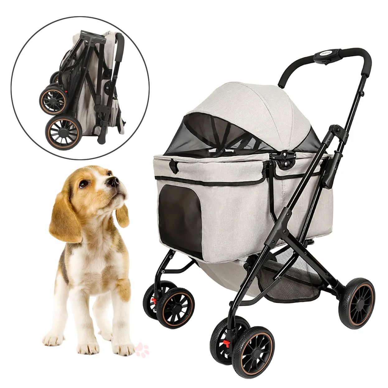 

Pet Stroller Outdoor Travel Gear Foldable Load15KG Universal Wheel Pet Trolley Carrier For Dog Cat