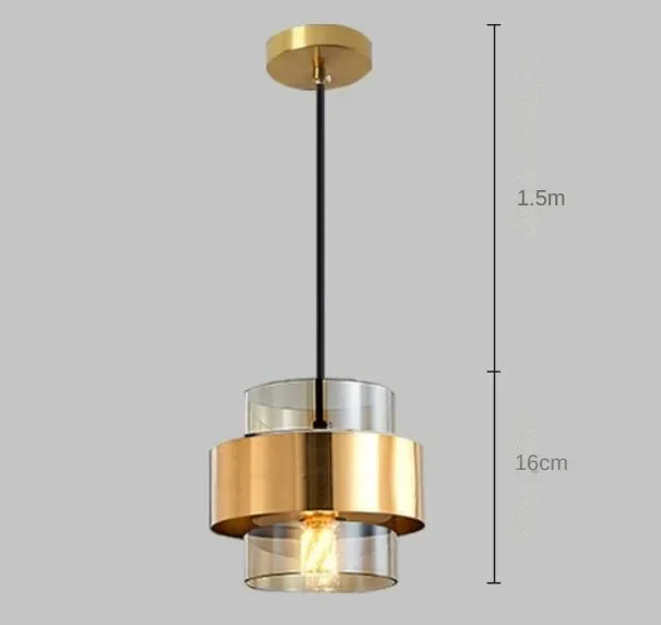 Moderne Glas Opknoping Lamp Restaurant Koffie Bar Ophanging Verlichting Armatuur Goud Smeedijzeren Glas Schaduw Creatieve Hanglamp