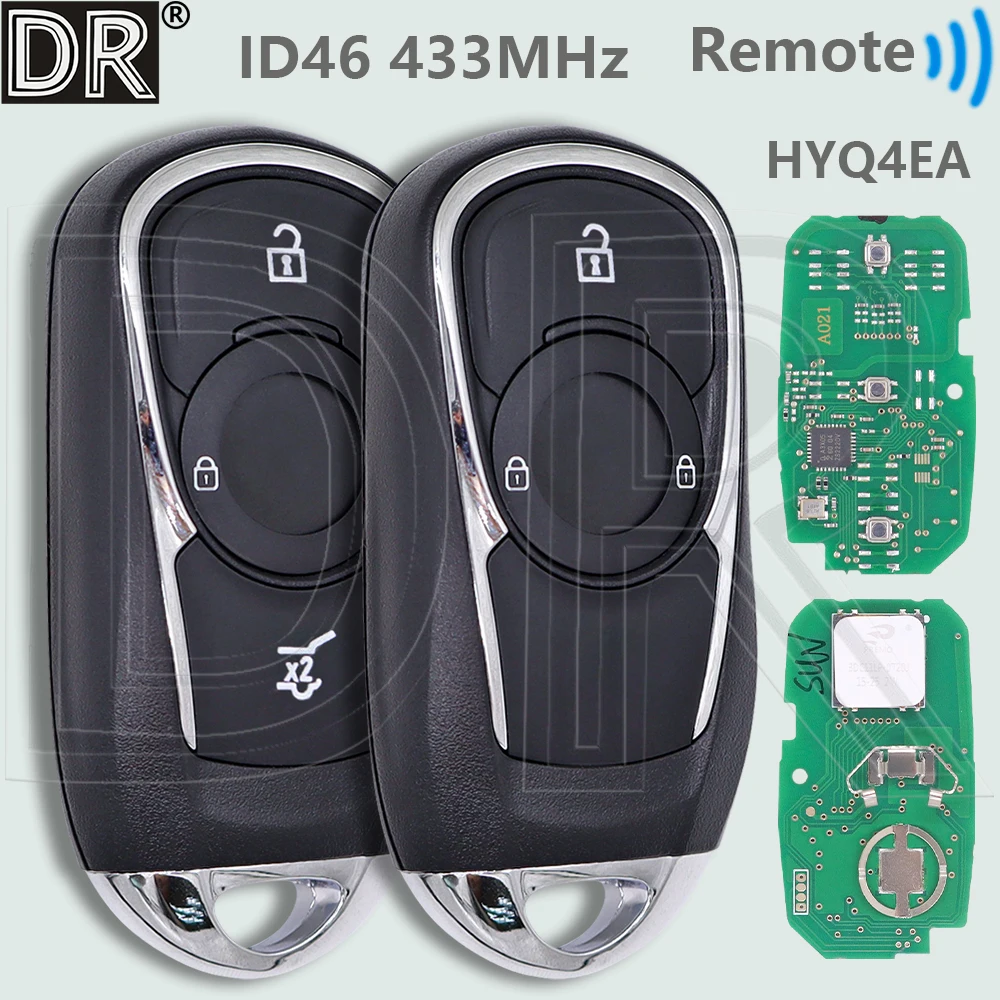

DR HYQ4EA 433MHz ID46 Chip Proximity Car Remote Control Key For Opel Astra K Insignia 2016 2017 2018 2019 2020 2021 2022 Buick