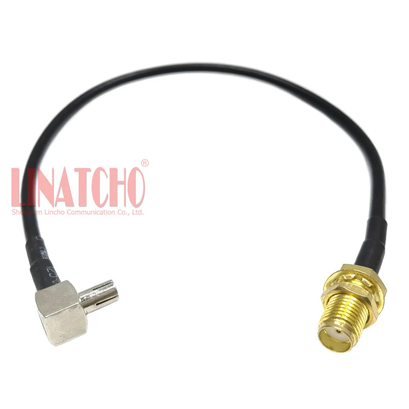 20CM SMA Female to Right Angle TS9 Male Black 50OHM RG174 Connecting Coax. Cable