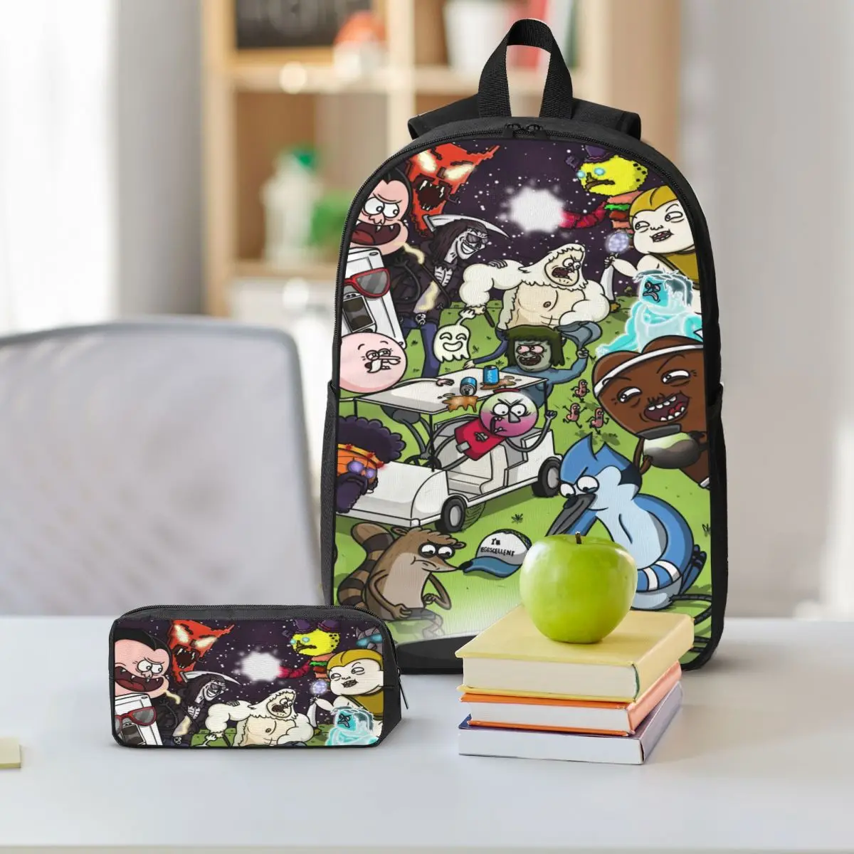 3 قطعة مجموعة حقائب مدرسية Mordecai and The Rigbys لصبي فتاة صناديق أقلام رصاص مجموعات الظهر مع صندوق الغداء لطلاب المدارس حقيبة الظهر