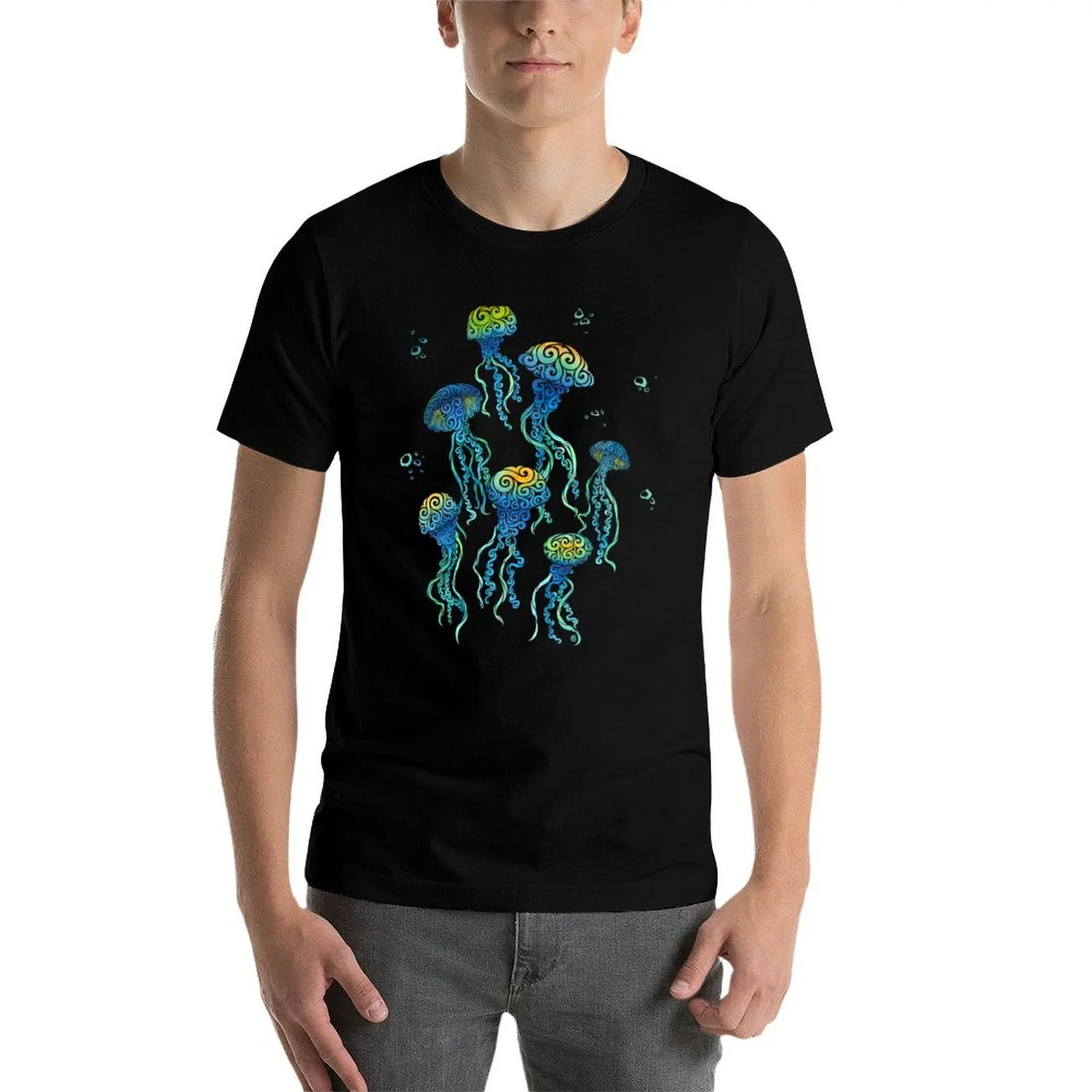 Swirly Jellyfish T-Shirt t shirts for man cotton soft man t shirt graphic t shirt man casual