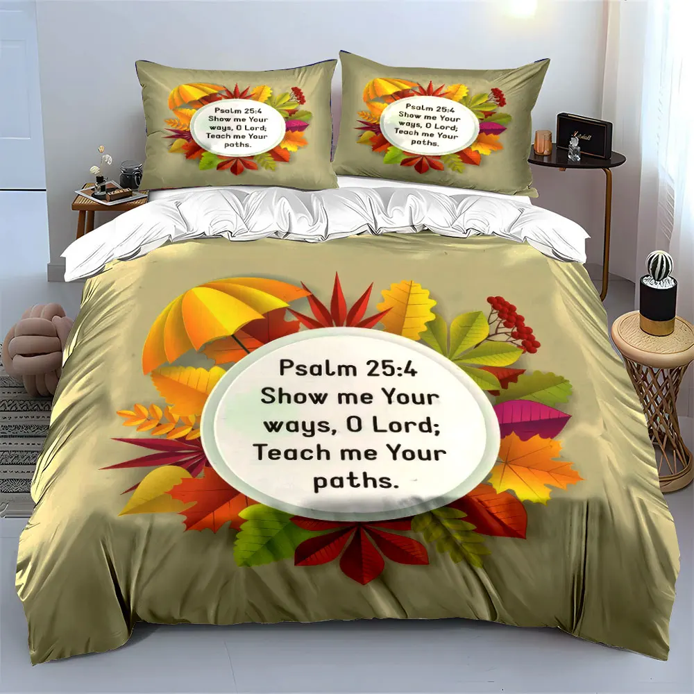 

"Faith-Inspired Autumn Three-Piece Set" kid's and adults' bedroom decor, Exquisite three-piece bedding set gift