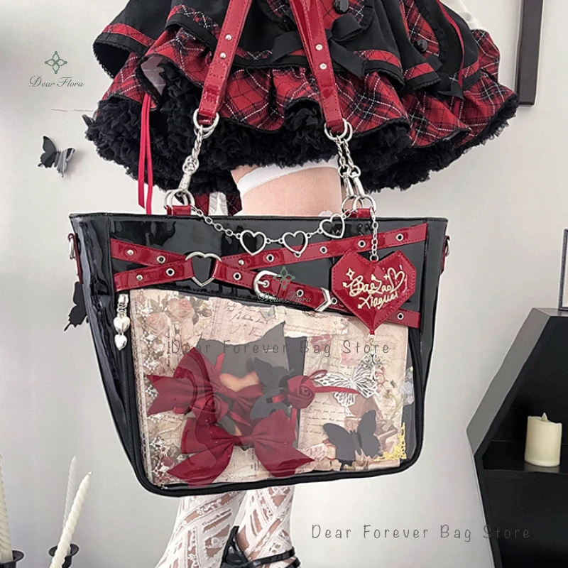 

Y2k Aesthetic Underarm Ita Bag Streetwear Girl Transparent Shoulder Bag Heart Shape Chic Chain Handbag DIY Display Crossbody Bag