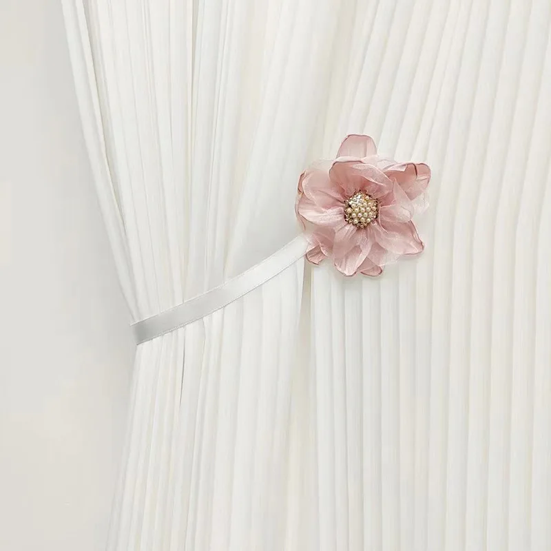 New Lace Flower Curtain Tiebacks - Decorative Straps for Sheer Curtain Organization - Elegant Decor Accessories for Sheer Window