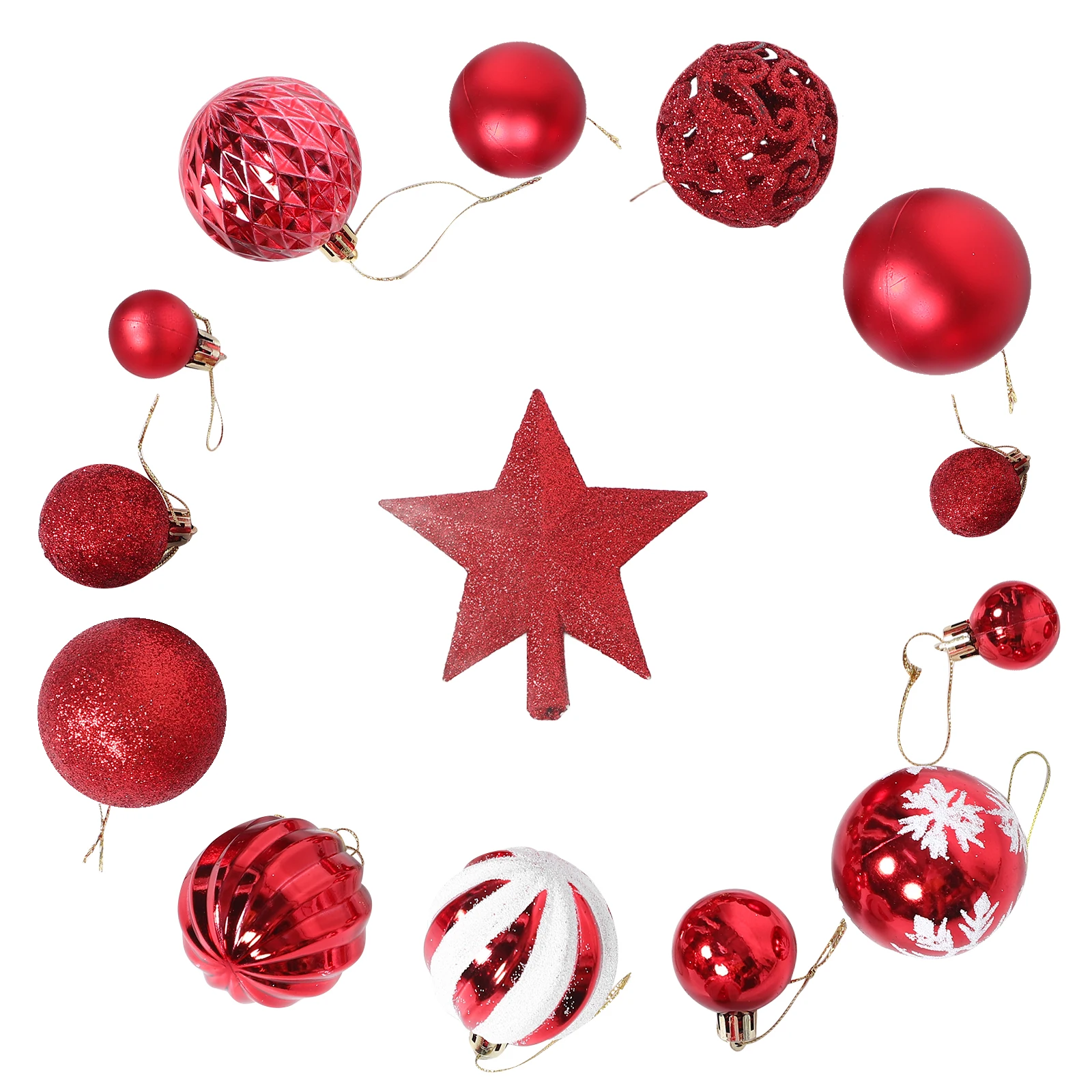 

101 Pcs Christmas Ball Pendant Small Tree Star Ornaments Plastic Decorative Pendants Decorations Mini