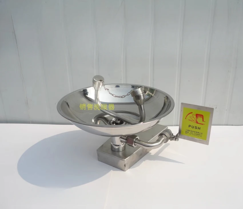304 stainless steel eye washer, industrial laboratory double-port emergency spray vertical wall-mounted eye washer