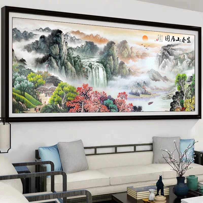

Needlework Art Craft Cross stitch,Full Embroidery Kit,Spring River Mountains Waterfall Chinese Scenic Cross-Stitch Wall Decor