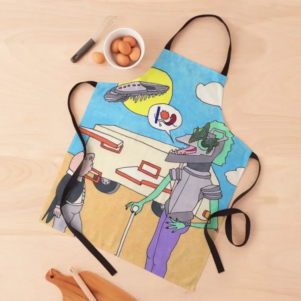 

Alien desert meeting Apron with personal logo Kitchen Kawaii Accessories carpenter Kitchen Handle For Women Apron