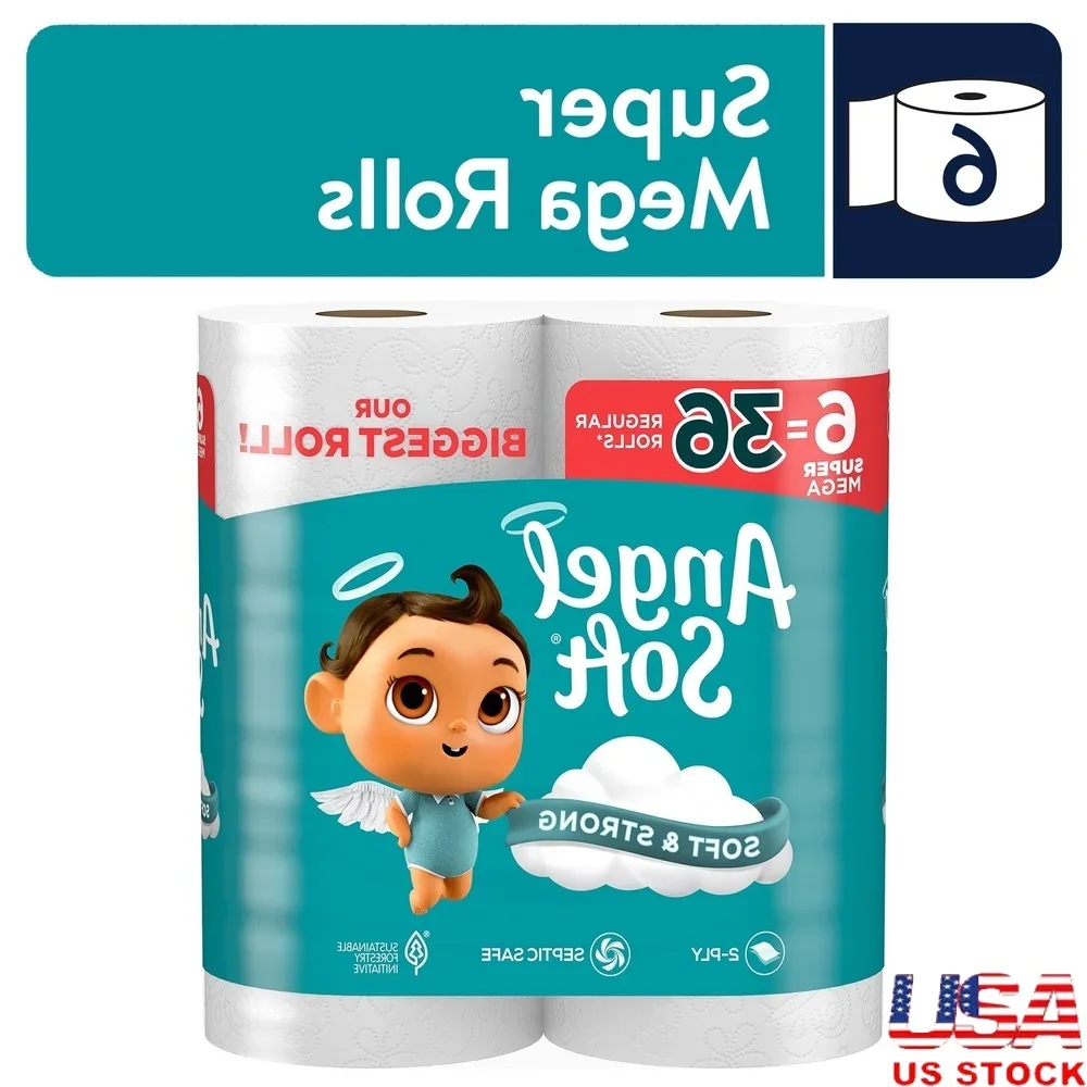 

2-слойная туалетная бумага Super Mega Rolls, 6 упаковок, 480 листов в рулоне, мягкая, прочная, долговечная, безопасная, без запаха, перфорированная