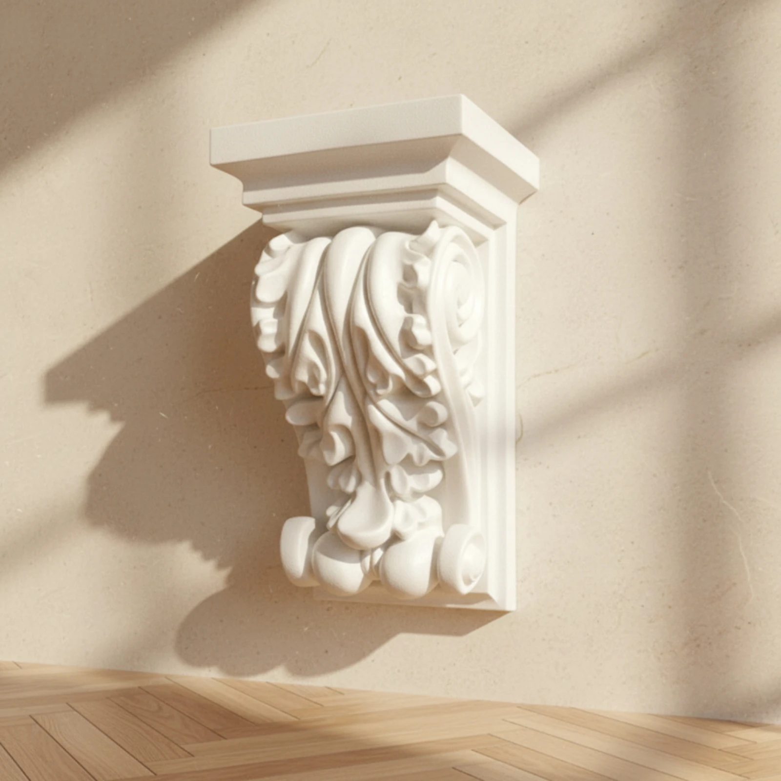 Decorative Corbel Paintable Corbel with Leaf Relief Wall Bracket Easy to Install Architectural Trim Sturdy for Homeowners