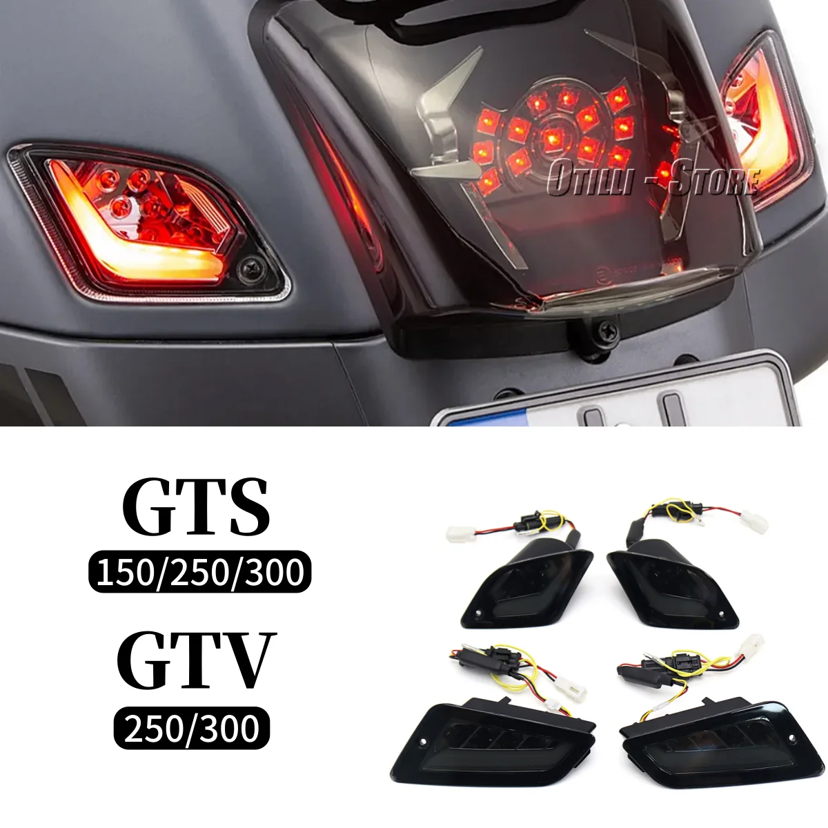 

For Vespa GTS300 GTS 300 GTS250 GTS150 GTV250 GTV300 Tail Light Motorcycle LED Turn Signal Indicators Front Rear Lamp Blinker