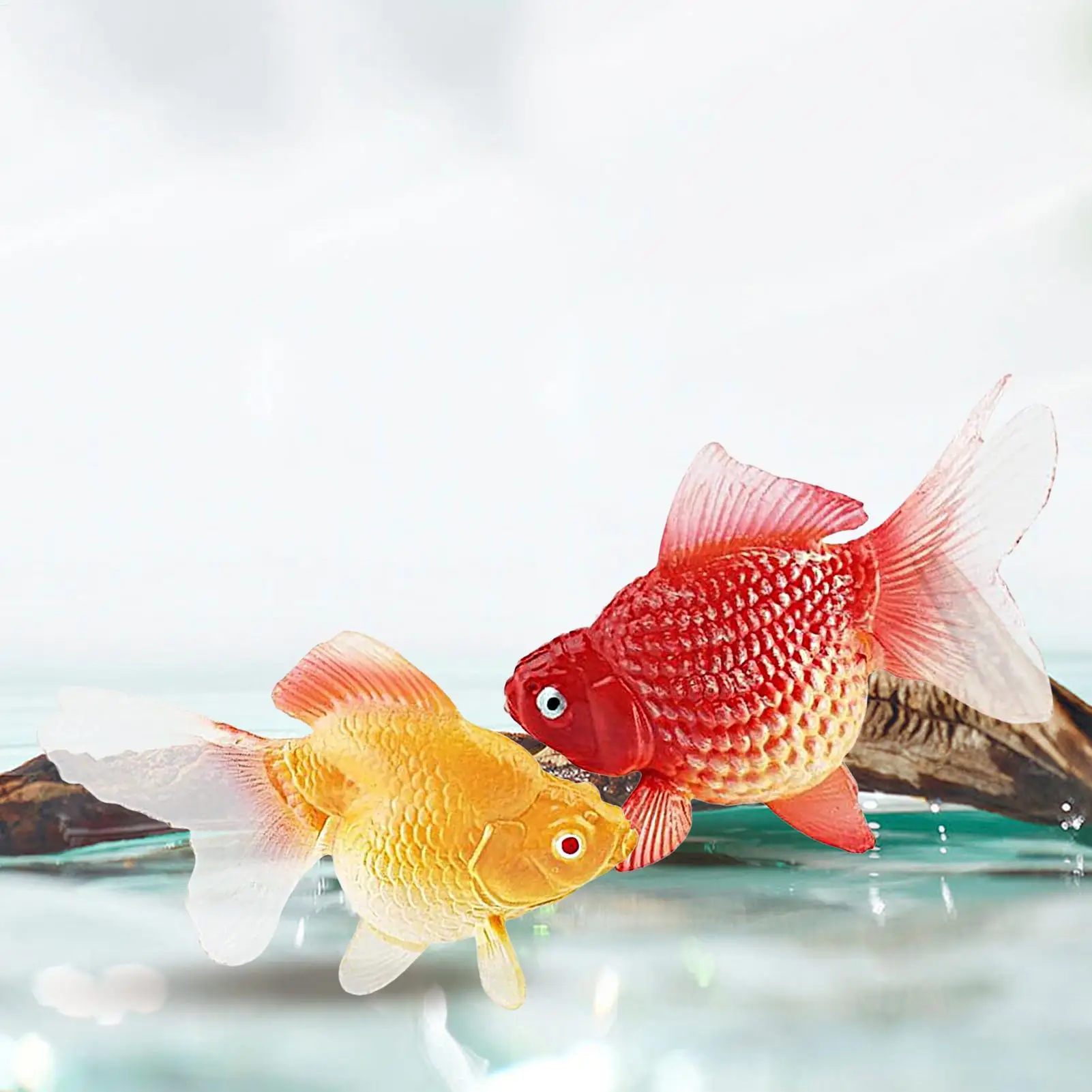 Fish Ornament Floating Toy Gold Fish Ornament Fake With Natural Drifting Motion 2 Pieces Dynamic Decoration For Home Offices