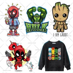 The Avengers Iron Man Cartoon Groot Thermal Stickers for Clothes Heat Transfer Kids Patches Iron on Transfer Children Patches