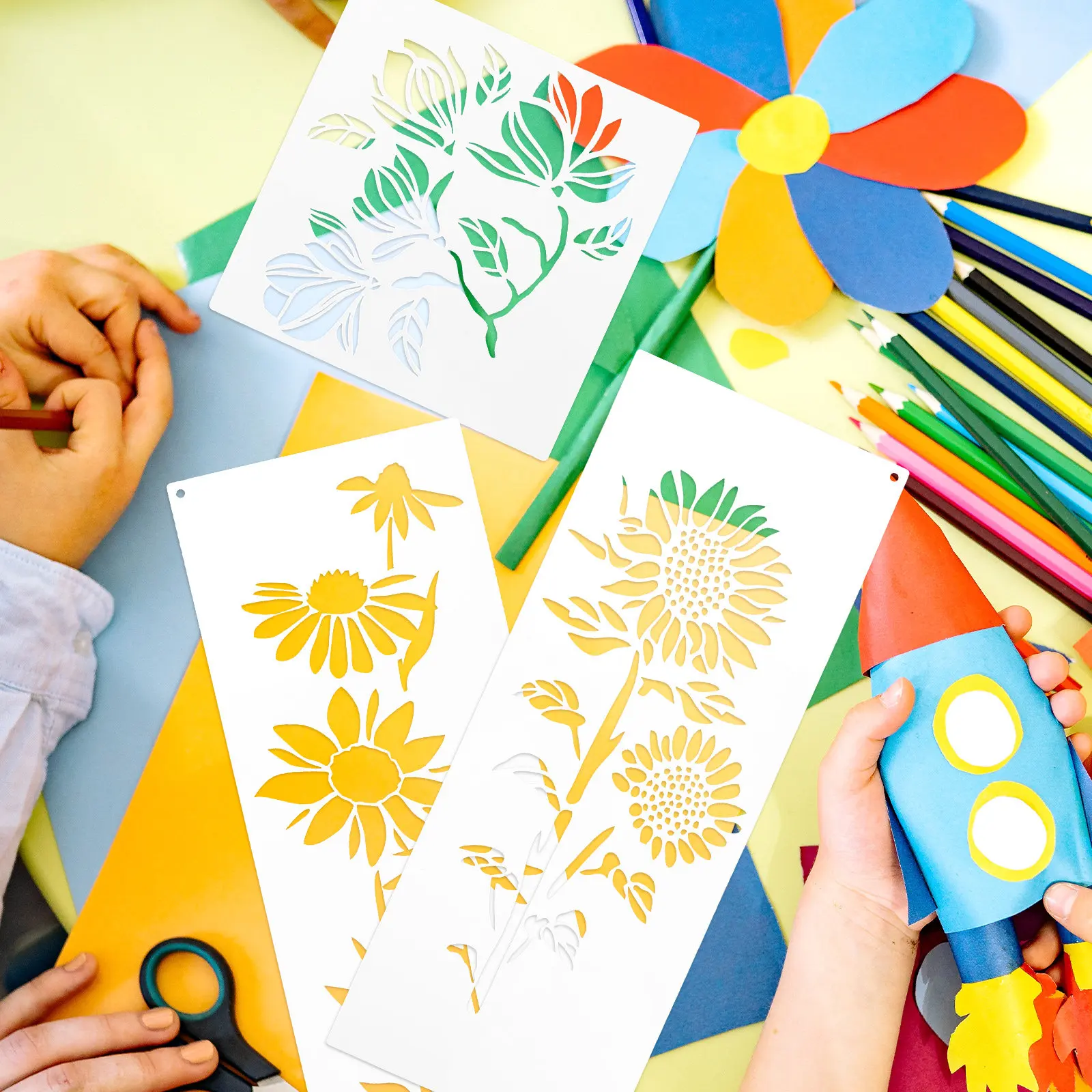 24Pcs Reusable Washable Flower & Plant Painting Stencils for DIY Crafts and Art Projects