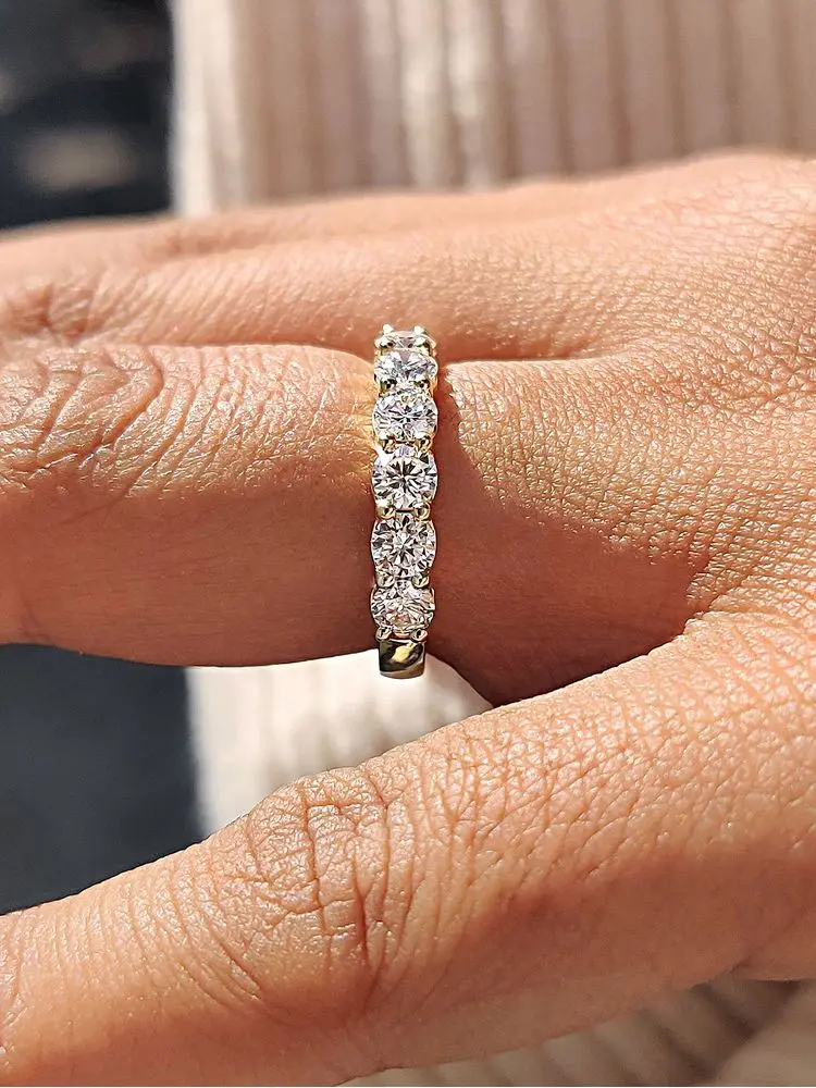 خواتم رائعة لامعة من الفضة الإسترليني عيار 925 مستديرة من الزركون للنساء مجوهرات الخطوبة والزفاف عالية الجودة #6