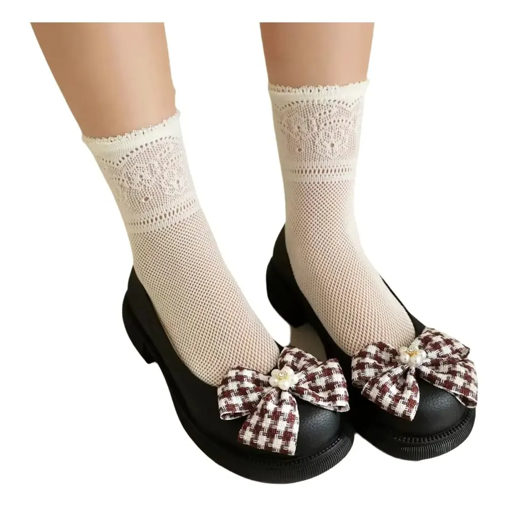 Women College Princess Pumps Color Block Bowknot Low Heel Round Toe Shallow Mouth Sweet Lolita Daily JK Footwear