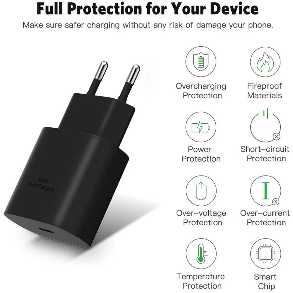 Top Sellers 25W USB C Super Fast Charger For Samsung Galaxy Note 10/Note 20/S20 S21 S22 TYPE C travel adapter