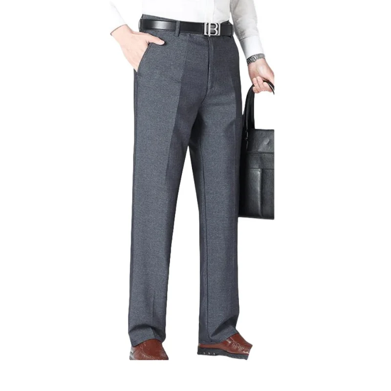 Fashion Casual Formal Business Suit Pants Solid Color Basic Men's High Waisted Straight Leg Pants Social High End Trousers 29-40
