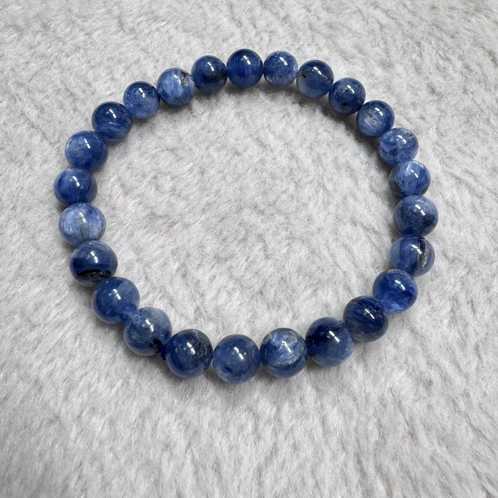 

Wholesale 1pcs Natural Kyanite Bead Bracelet 6mm-10mm Round Beads Genuine Semi-Precious 18cm Perimeter