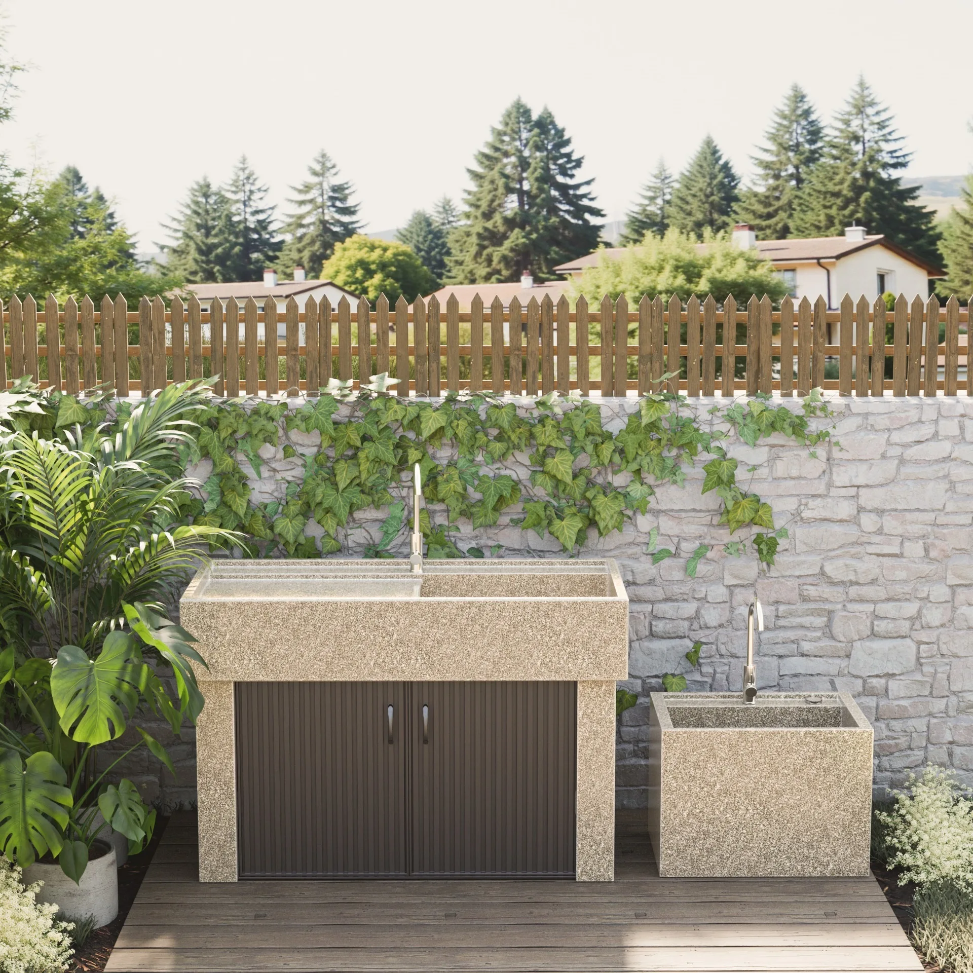 Outdoor courtyard sink Granite laundry pool with washboard splicing Stone wash basin Outdoor vegetable basin Sink
