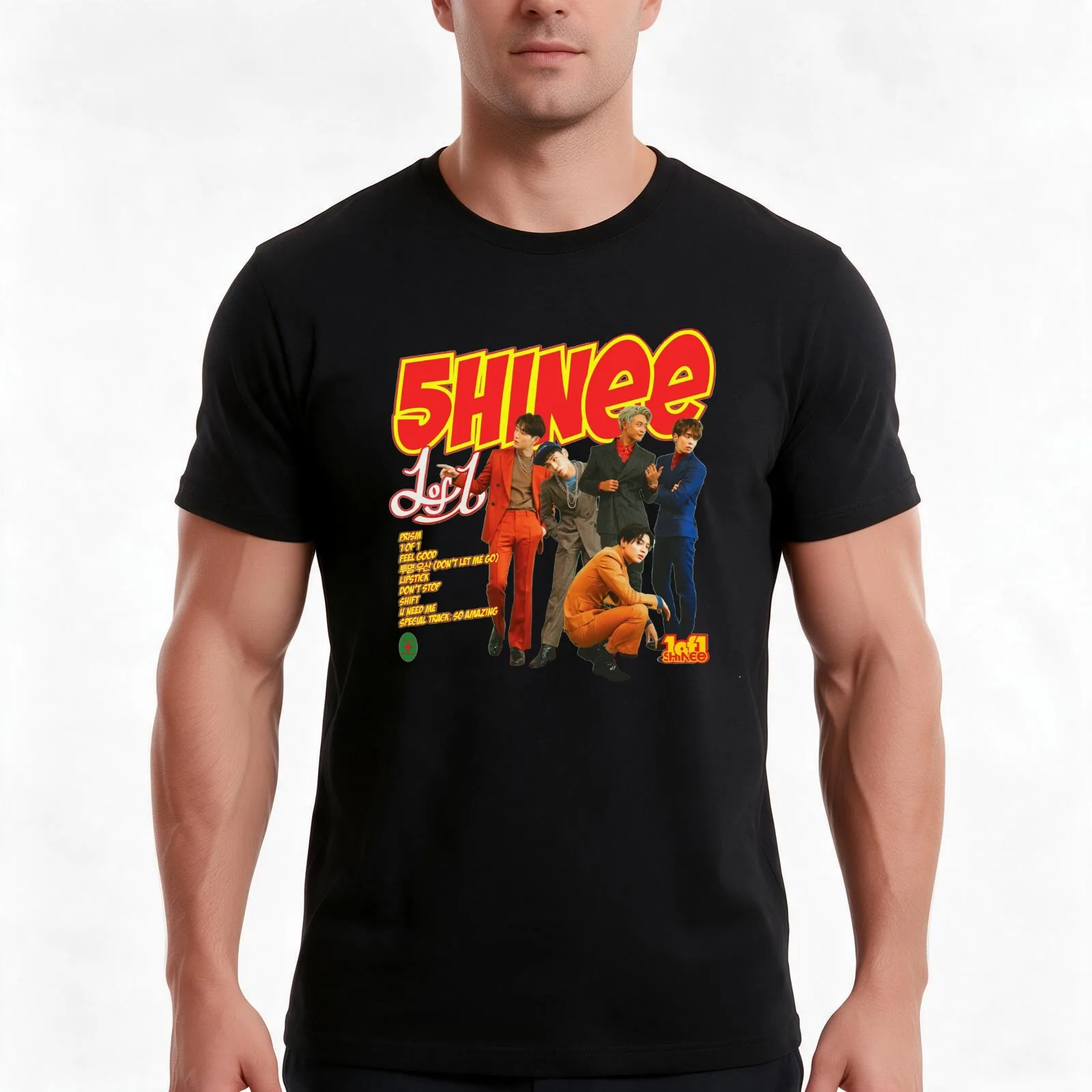 SHINee - 1of1 - Tracklist T-Shirt, Summer Casual Cotton Tee, Oversized Streetwear Tops, Vintage Graphic Print, Unisex Men Women