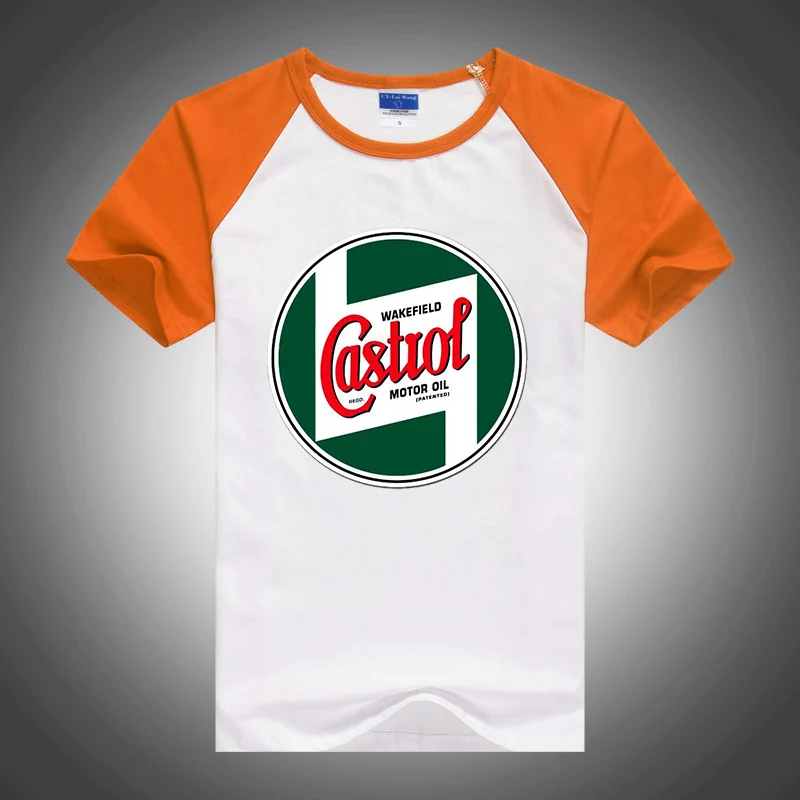 Castrol Vintage Sign 2024 Men's Summer Print New Style Color Matching Short Sleeve Comfort Breathable Round Neck Tops Clothing