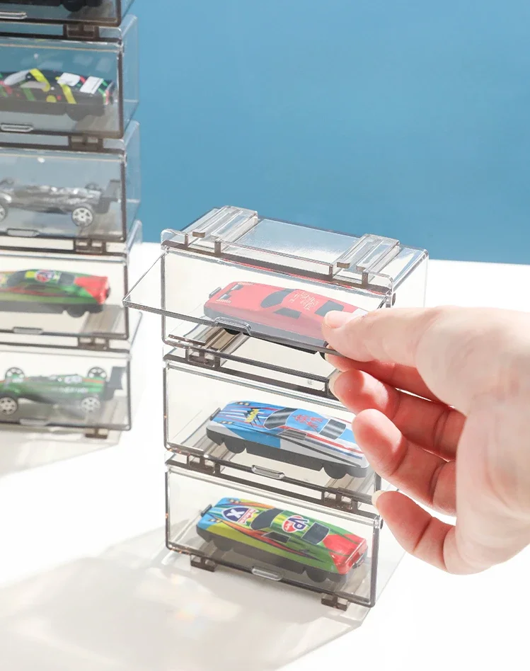 Acrylic Storage Box for Car Toys Hot Wheels Transparent Dustproof 1/64 Carro Model Collection Display Combinable Shell Boys Gift