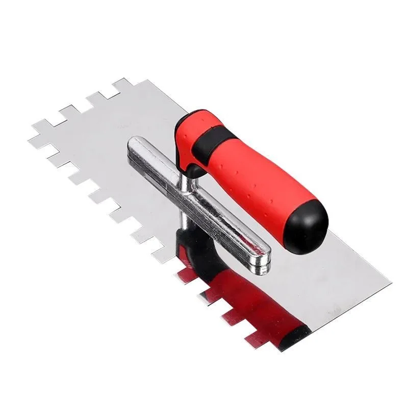 Stainless steel plaster knife with carbon steel blade and rubber handle, construction tool