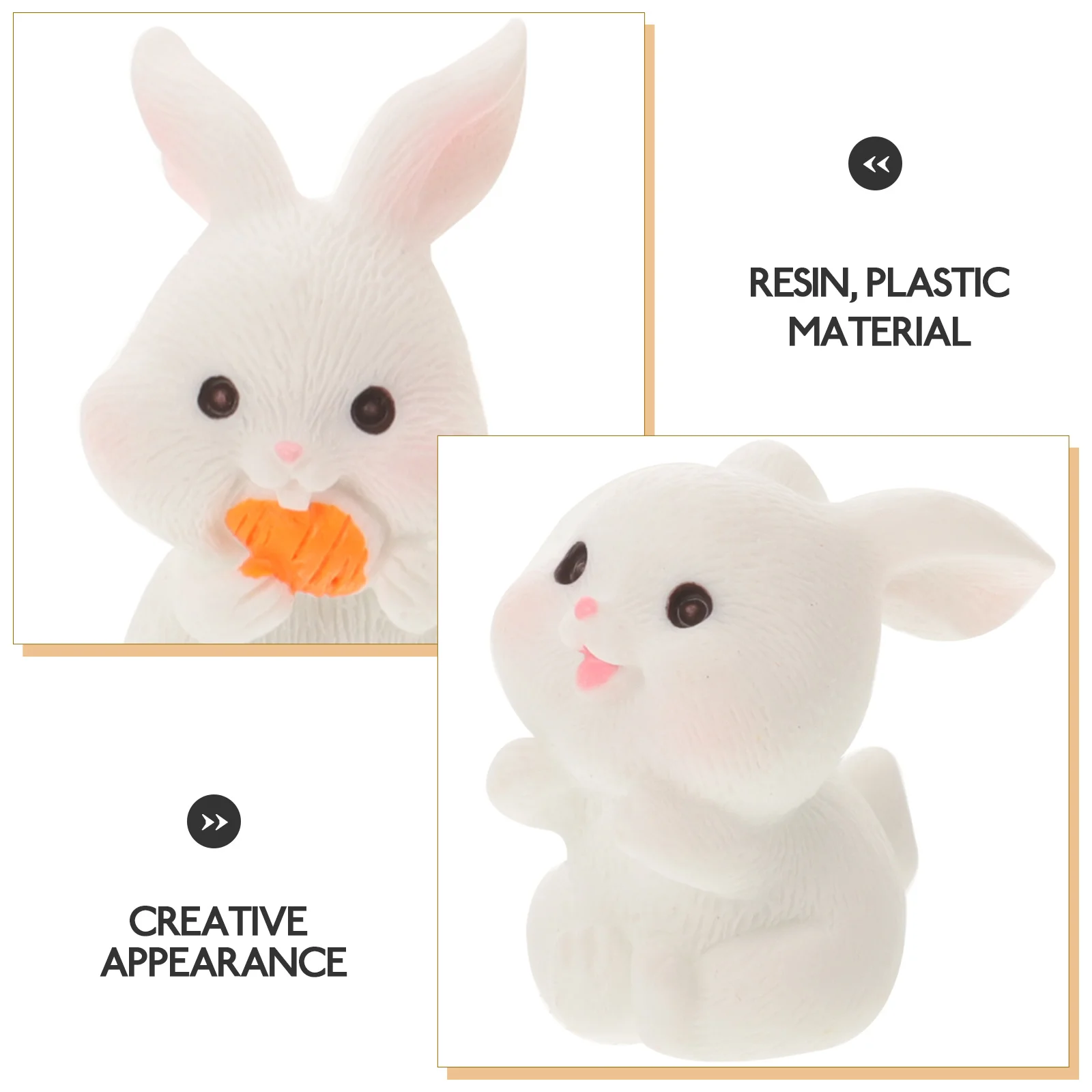 

1Set Miniature Bunny Figurines Resin Plastic Vase Filler Realistic Appearance Indoor Outdoor Easter Decoration
