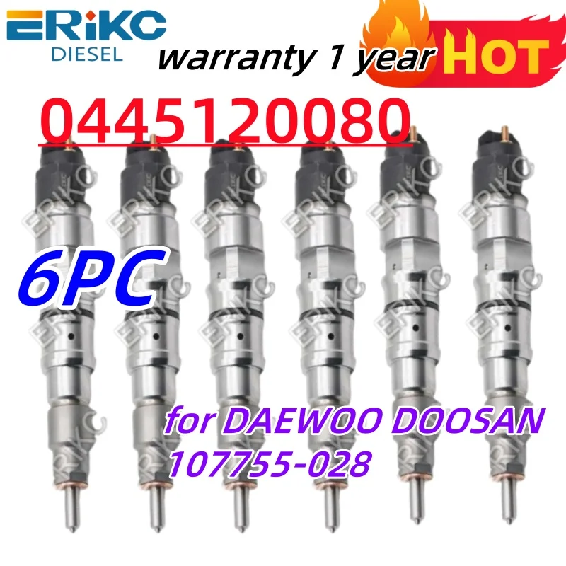 

6 шт. 0445120080 0 445 120 080 форсунка впрыска топлива 0445 120 080 107755-0280 для DAEWOO DOOSAN 107755-028 ERIKC