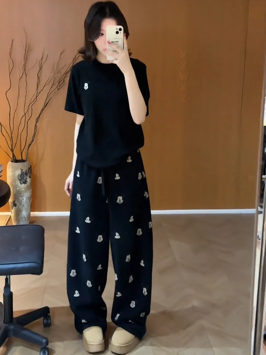 

plus Size Women's Fleece Lined Pants Adjustable Waist Straight Leg Wide Leg Sweatpants Casual Style Winter Fashion Ladies