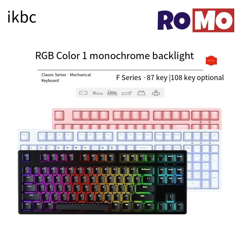 IKBC f410 Wired Mechanical Keyboard Ergonomic Design PBT Cherry Switch Office Keyboard RGB Light N-Key Rollover Game Keyboard