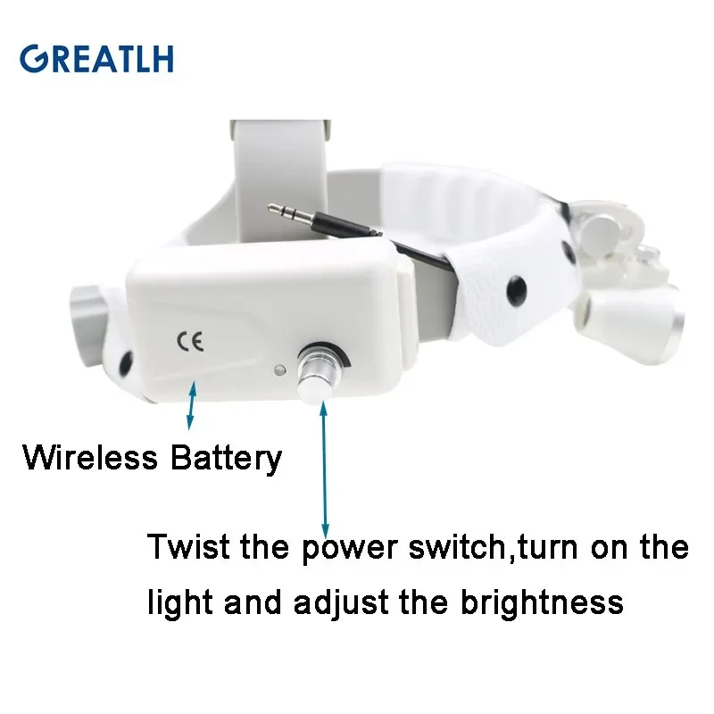 GREATLH 5W Head Light with Wireless Battery Adjustable Aperture Surgical Headlamp Dental LED Head Light