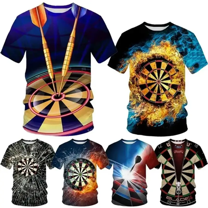 

Dart League T Shirts Men 3D Darts Printed T-Shirt Funny Dart Throwing Game Graphic Tee Shirt Cool Designs Short Sleeved y2k Tops