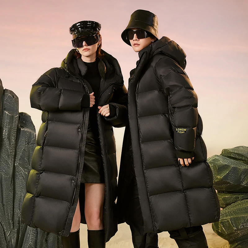 2025 خريف شتاء جديد الجرافين طويل فوق الركبة أسفل سترة للجنسين عادية بلون تنوعا سميكة معطف دافئ