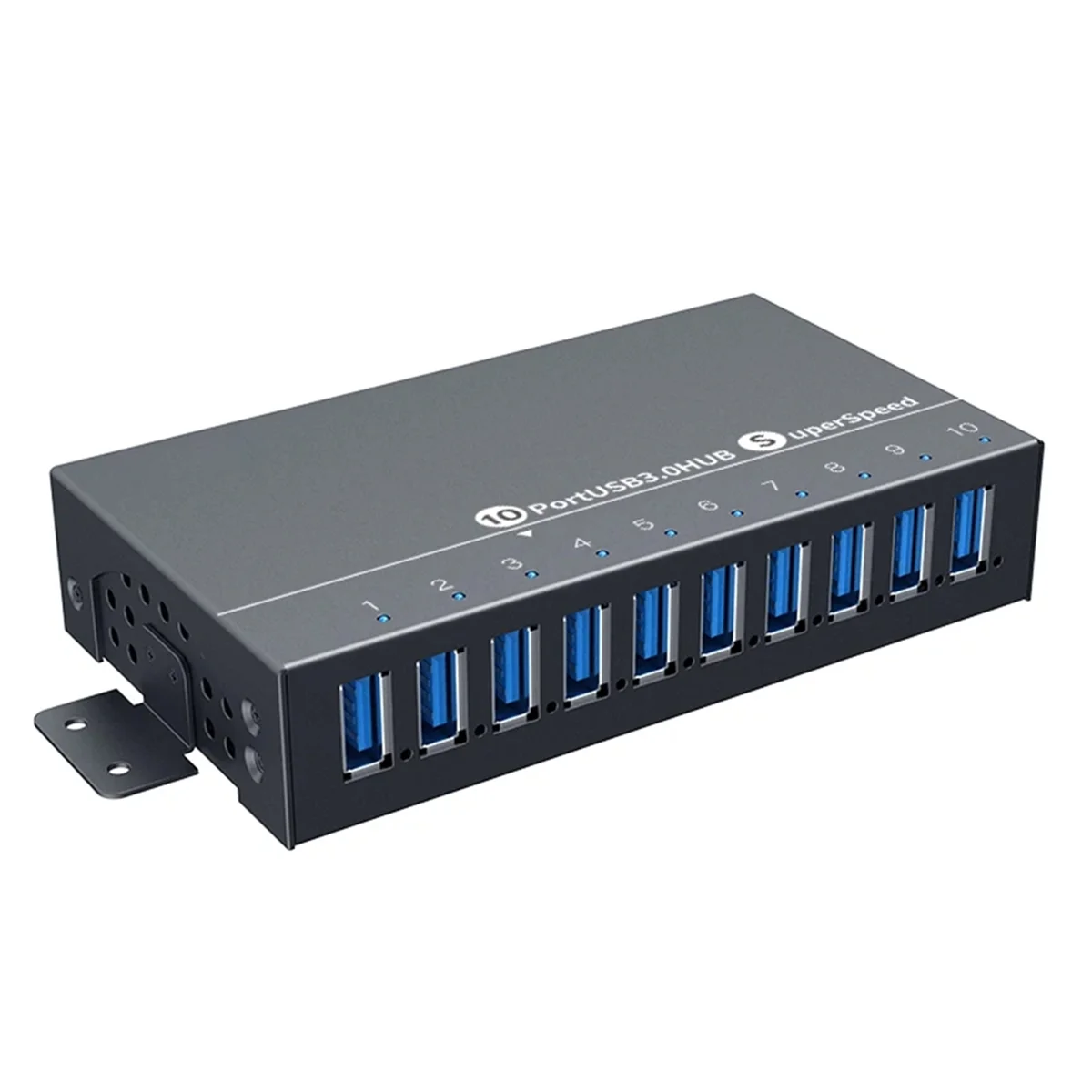 A85P Metal 10 Port USB3.0 High Speed Data Sync Hub Fast Charger Splitter with 12V5A Power Adapter for Phone Tablet US Plug