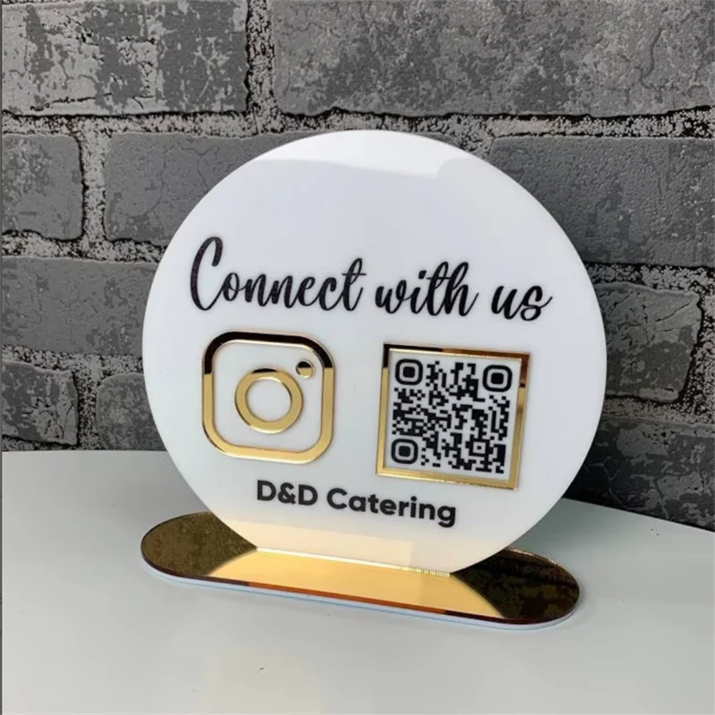 Custom Beauty Signs Circular Business Social Media QR Code Sign Instagram sign Facebook Sign