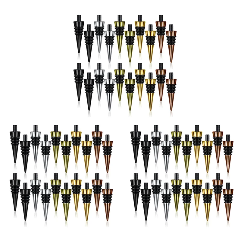 

AA81-60Pieces Blank Bottle Stopper With Threaded Post Metal Wine Stopper Inserts Set Hardware For Wood Turning DIY Project