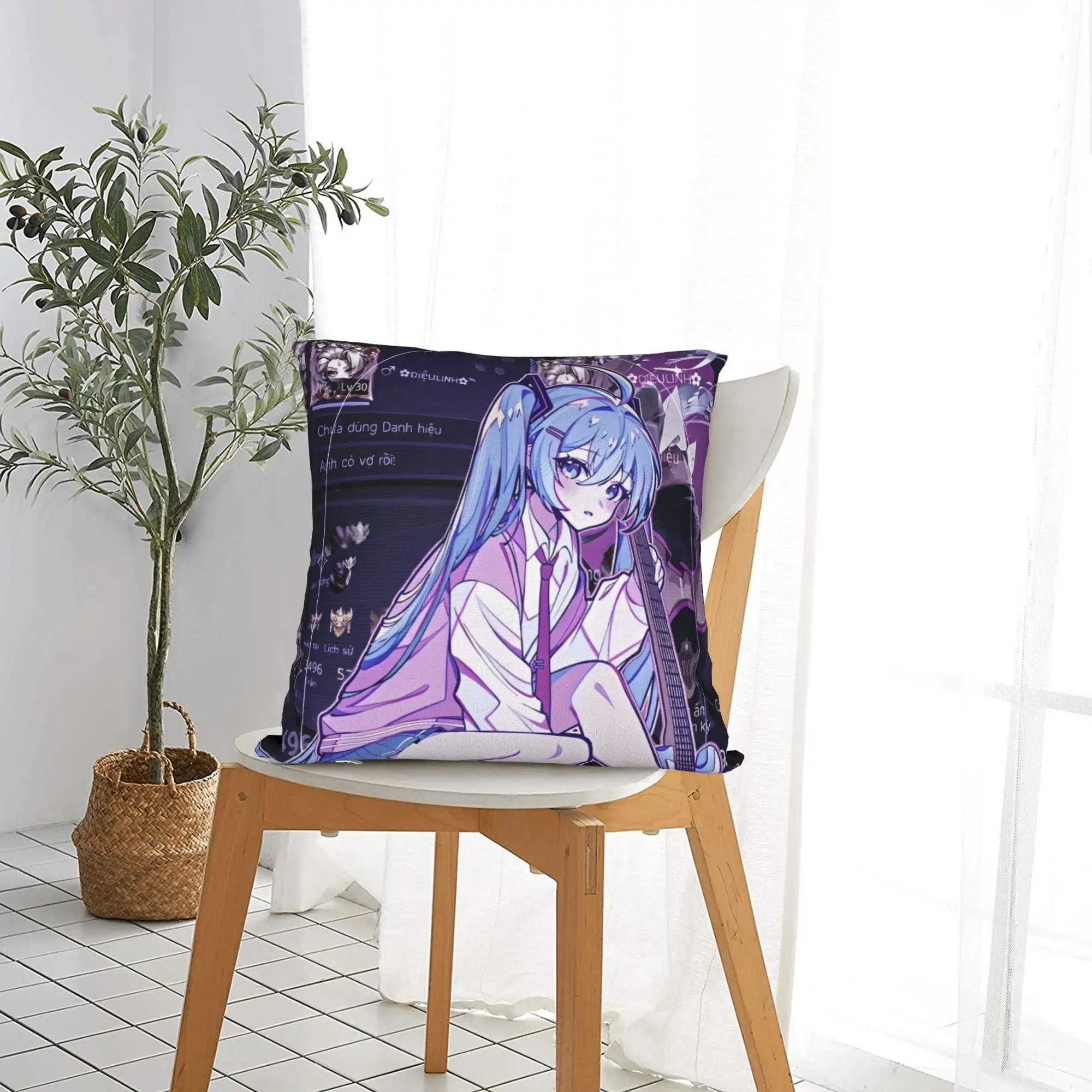 Hatsune Miku Anime  Square Pillow Cases  Cushion Covers Novelty Zipper Decorative Pillowcover for Home 18