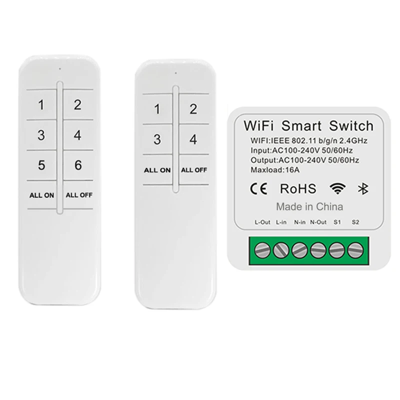 Wifi 16a Smart Switch Mini Tuya Wifi Smart Switches With Power Home Automation Module Smart Life App Products 4/6 Keys Wifi Mini