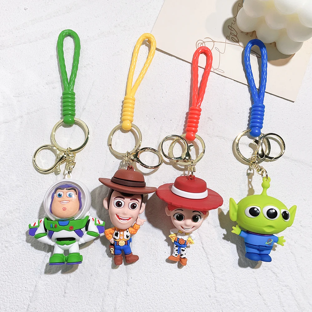 Cartoon Toy Story Keychains Anime Buzz Lightyear Woody Lotso Keyring Collection Doll Bag Car Accessory Christmas Birthday Gifts