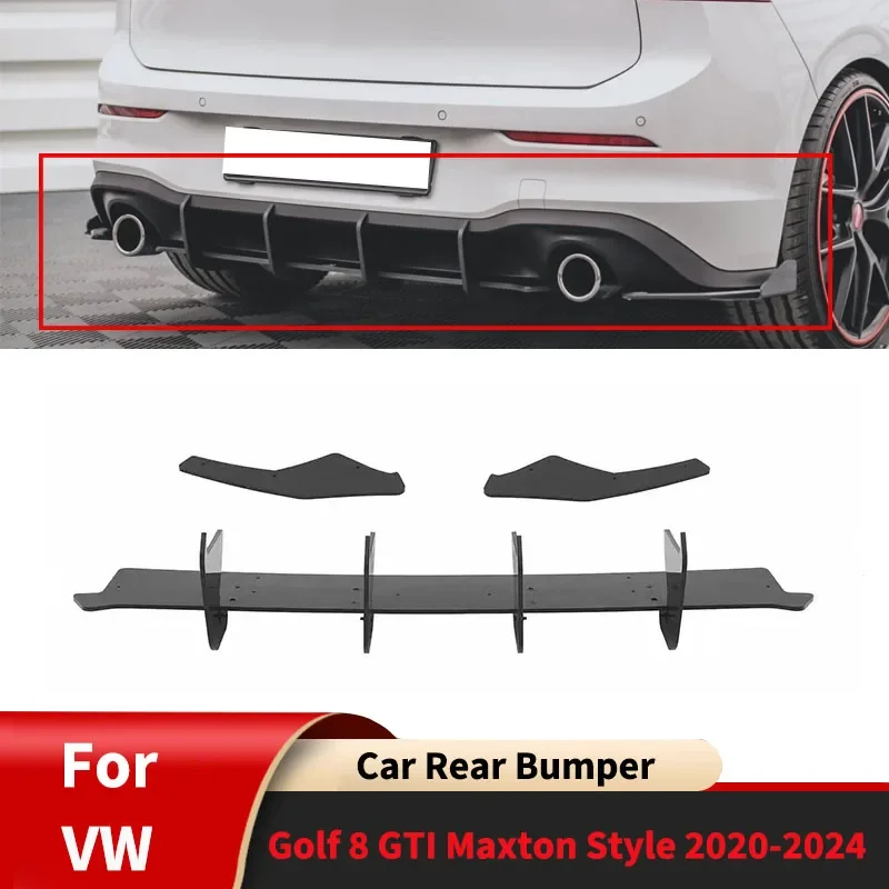 For VW Golf 8 GTI Maxton Style 2020-2024 Car Rear Bumper Lip Accessories Diffuser Spoiler Guard Protector Cover Body Kit Tuning