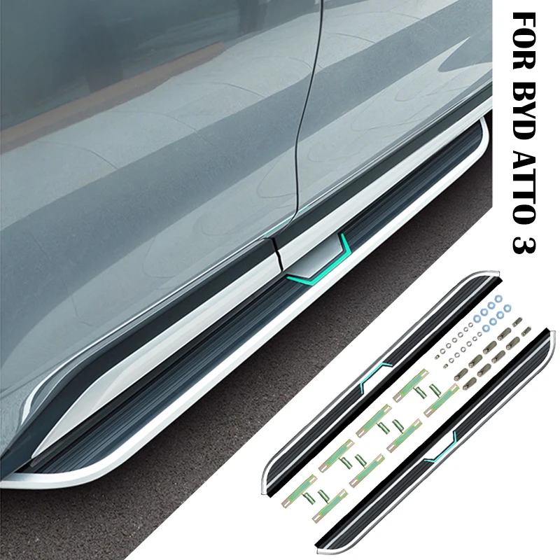 For BYD Atto 3 Ev 22 23 Aluminum Side Metal Skid Plate Pedal Footplate Guard Foot Plate Door Protector Decorative Accessories