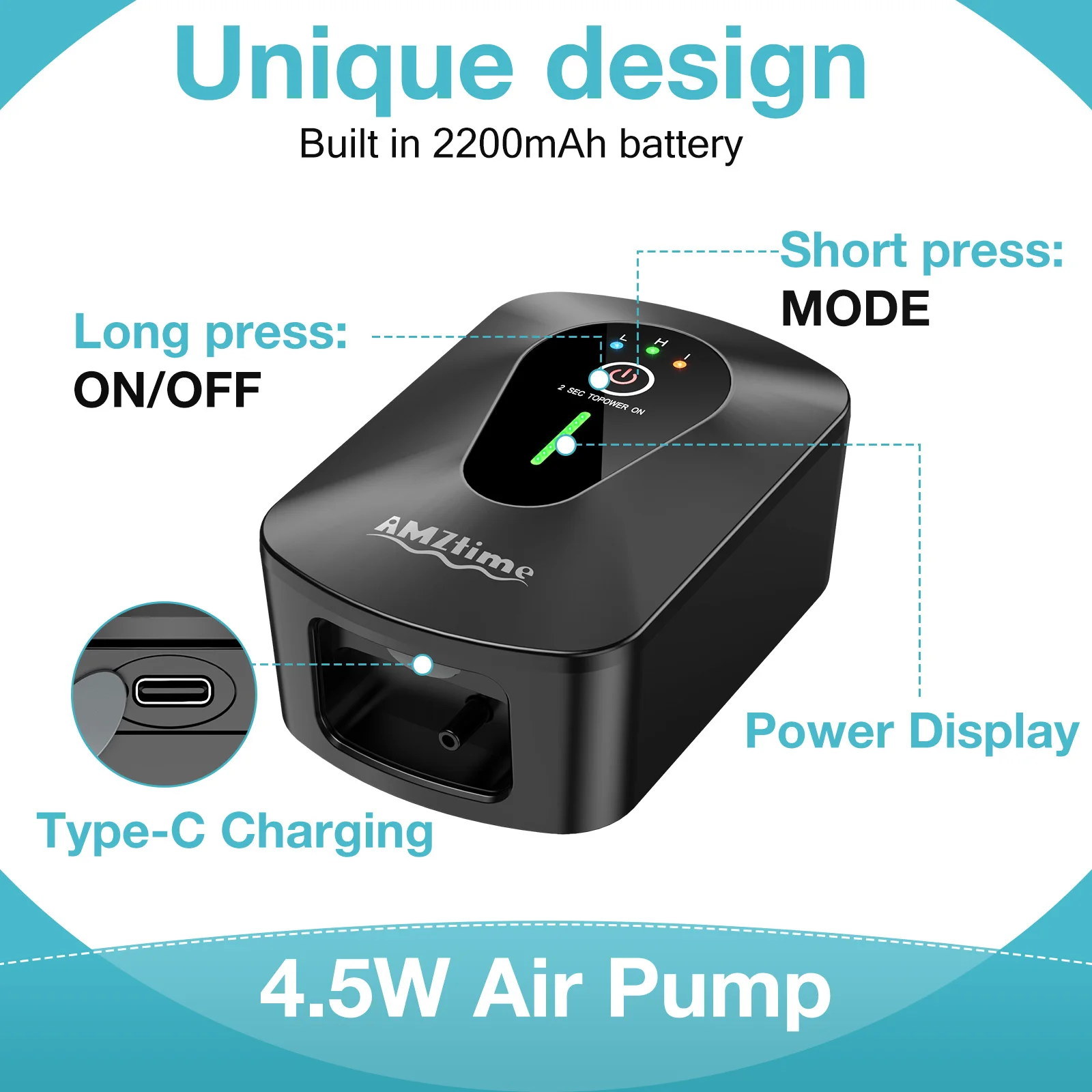 4.5W Solar Pond Aerator, Low Noise Solar Oxygen Pump Built in 2200mAh Battery with 2 Air Bubble Stones, Solar&Battery Powered Solar Air Pump for Fish Tank Pond Aquarium view 7