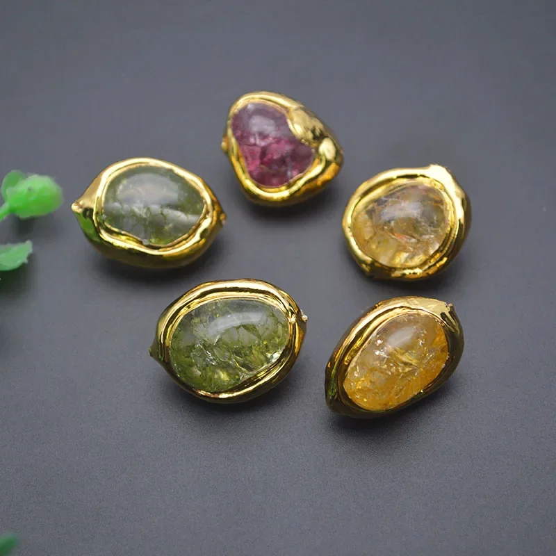 5-10pcs Color Moss Murano Glass Glaze Gold Plated Irregular Loose Beads for DIY Jewelry Making Necklace